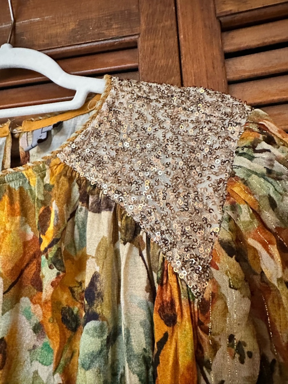 Blank London for Anthropologie gold sequin embellished blouse size medium - Picture 10 of 16